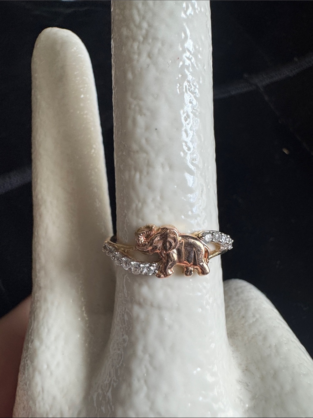 14K Gold - Rose Gold Elephant CZ Accent Ring - Women Jewelry (8)